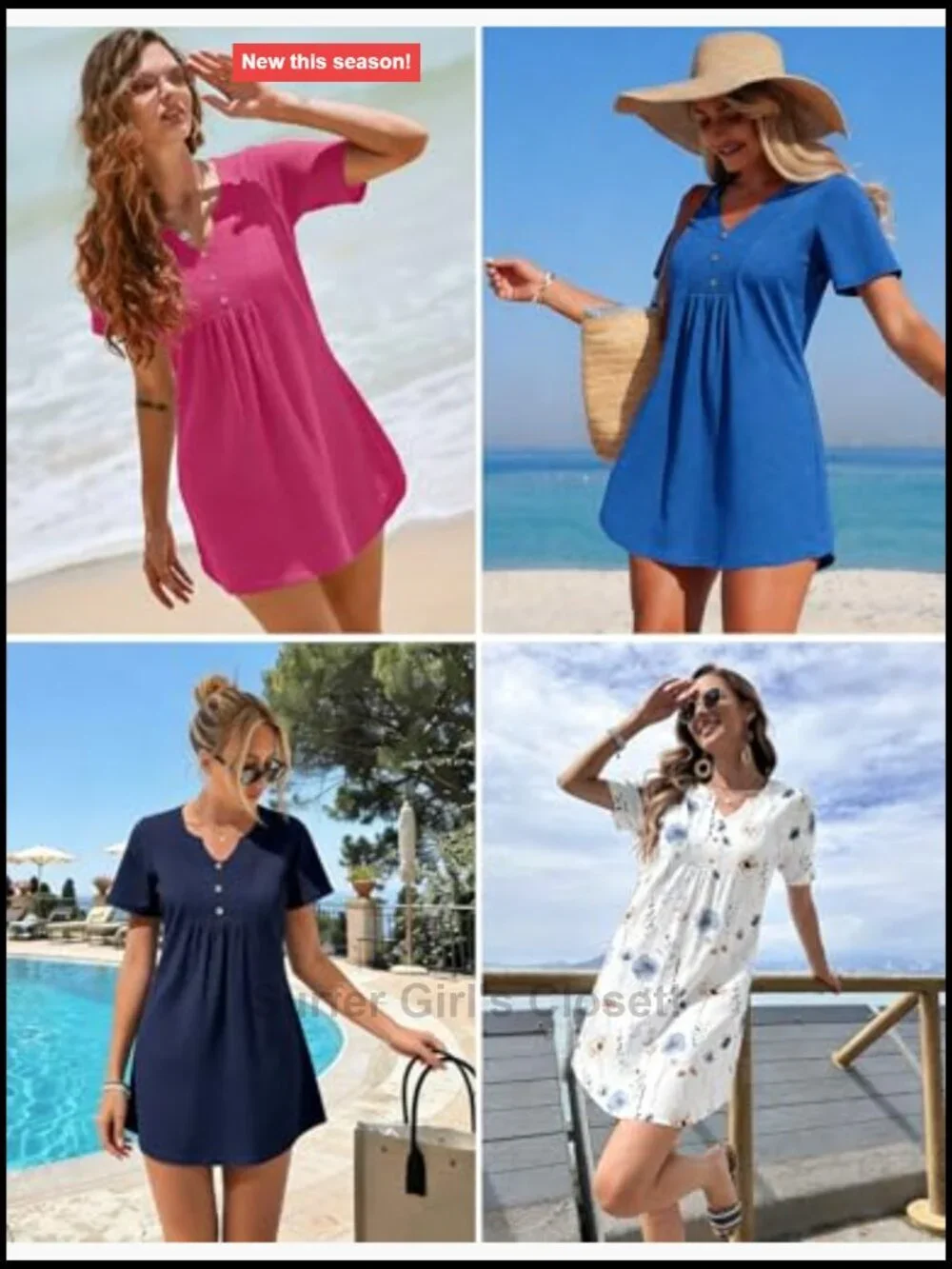 V Neck Short Sleeve Cover Up Dress Beachwear Coverup